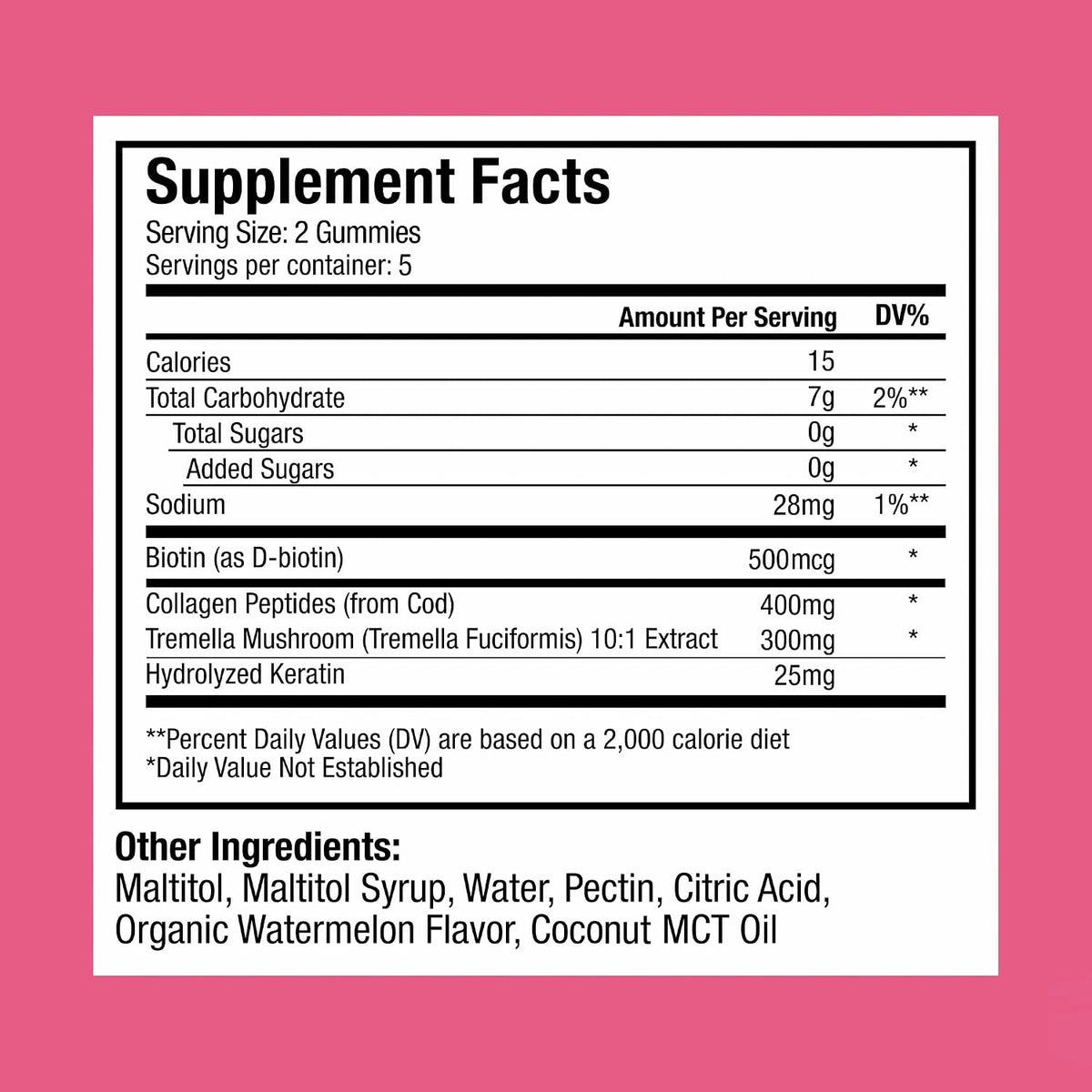 Plant People WonderBeauty Hair Gummies, Watermelon Flavor, 10 Ct