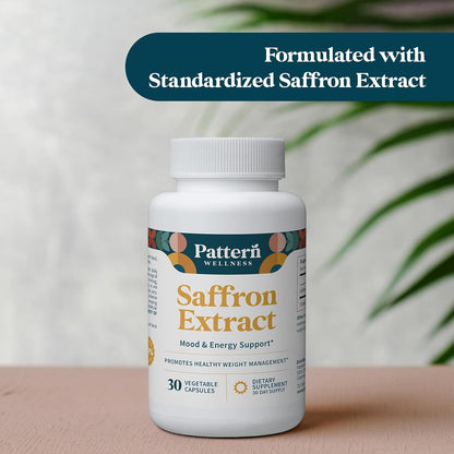 Pattern Wellness Saffron Extract – Mood & Wellness Support – 88.5mg Saffron Supplement – Non-GMO & Gluten-Free – 30 Vegetable Capsule
