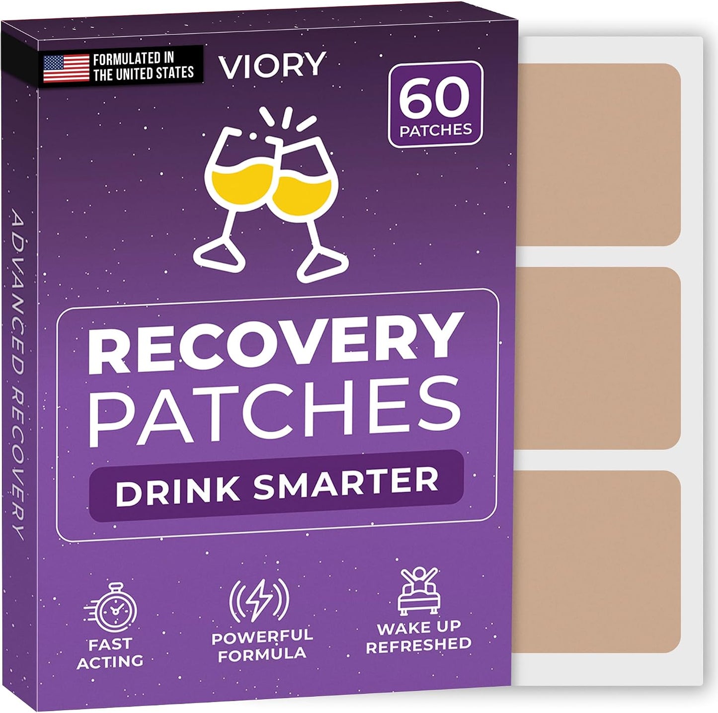 Recovery Patches 60 Pack - Wake Up Refreshed & Energized | Skin-Friendly | 100% Natural Ingredients, Patch For Party, Skin-Friendly & Waterproof, Apply Before Drinking, Enhanced Morning Formula