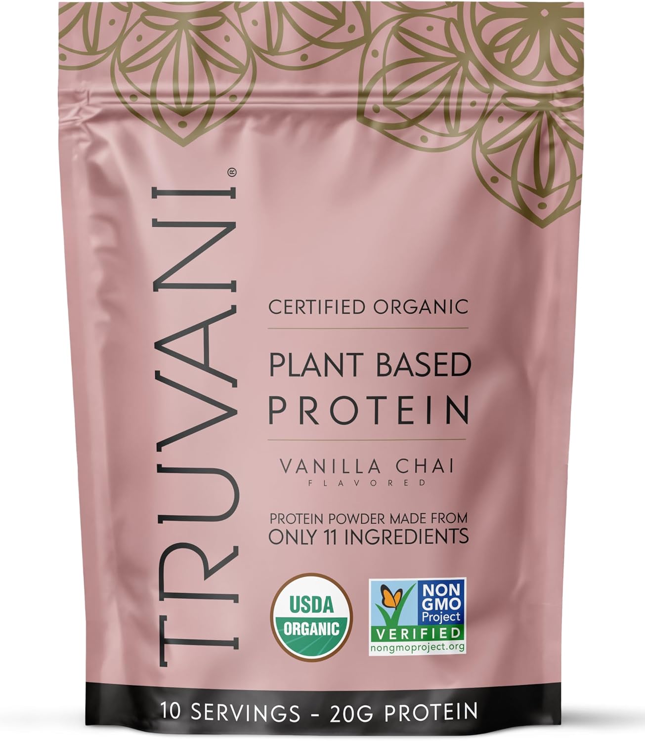 Truvani Organic Plant Based Protein Powder | Vanilla Chai | 10 Servings | Vegan | 20g Pea Protein | Keto | Gluten & Dairy Free | Low Carb | No Added Sugar