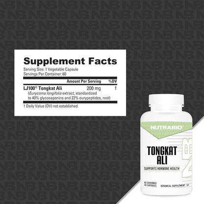 NutraBio Tongkat Ali Longjack 100 Supplement - Natural Support for Muscle Mass, Strength, Performance- Longjack Tongkat Ali for Men- 200mg per Capsule, 60 Servings