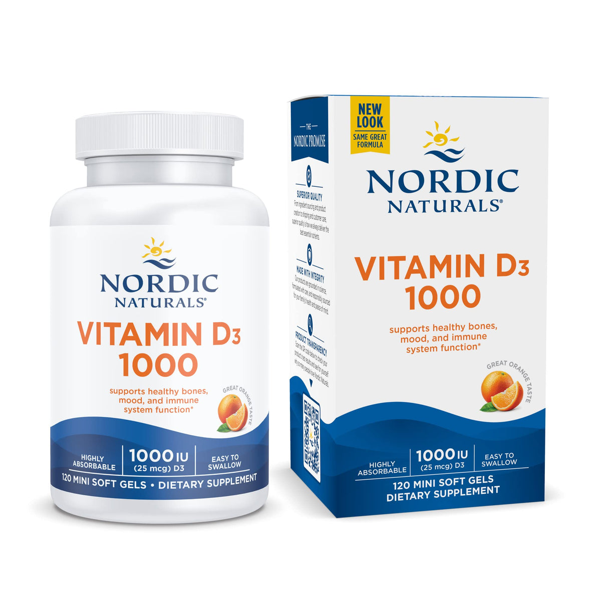 Nordic Naturals Vitamin D3 1000, Orange - 120 Mini Soft Gels - 1000 IU Vitamin D3 