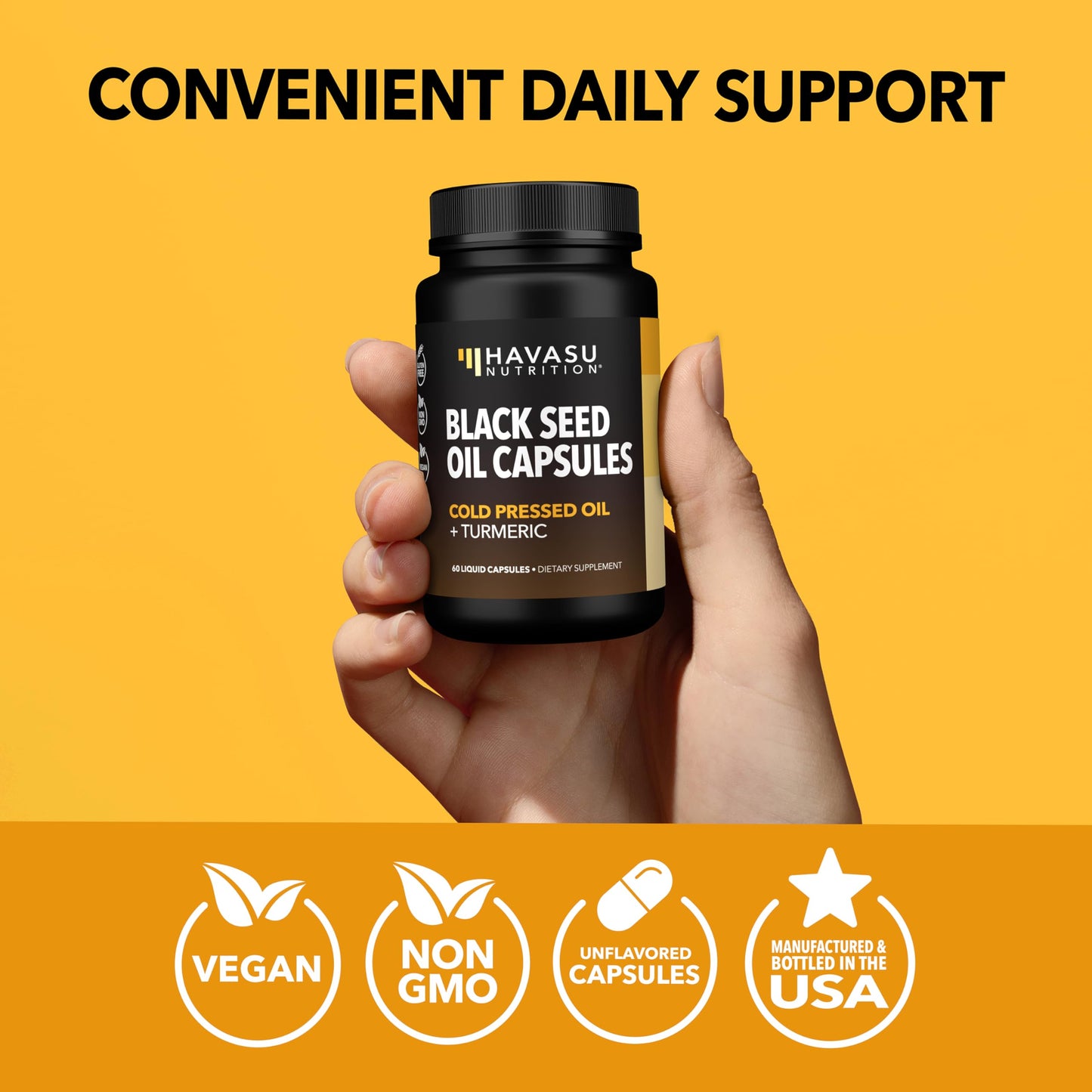 Black Seed Oil Capsules, Vegan, Non-GMO, Cold-Pressed Nigella Sativa, 90ct | 1500mg Per Serving Black Cumin Supplement for Skin Health, Immune Function, and Digestive Health, Unflavored, 30 Servings