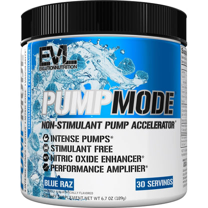 EVL PumpMode Nitric Oxide Supplement - Nitric Oxide Booster Pump Pre Workout Powder with Glycerol and Betaine for Muscle Recovery Growth and Endurance - Stim Free Pre Workout Drink (Unflavored)