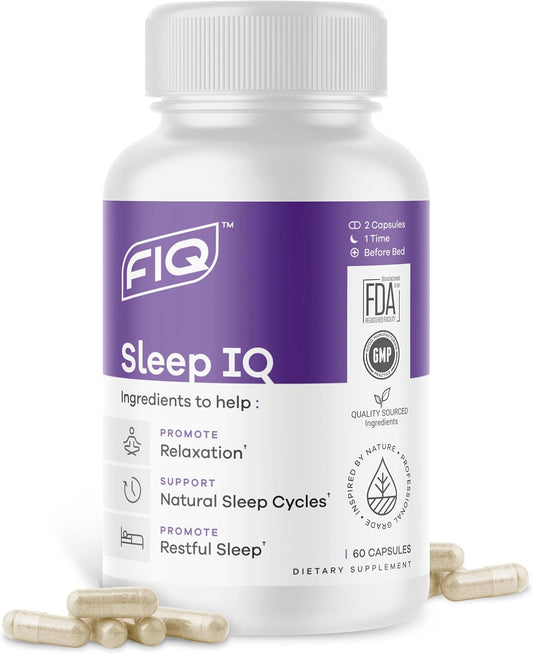 Formula IQ - Sleep IQ - Sleep Aid - Magnesium Supplement with 5 mg Melatonin, Lemon Balm, & Valerian Root - 60 Capsules