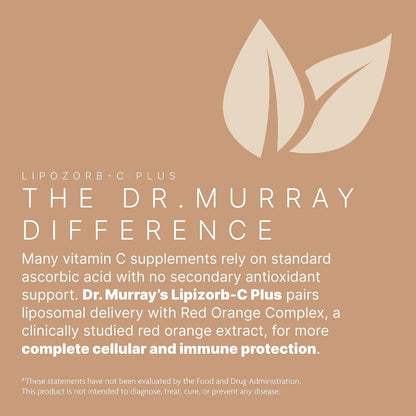 Dr. Murray's Lipizorb C Plus with Red Orange Complex - Liposomal Vitamin C | Antioxidant Support | Immune Defense | Vegan | 60 Capsules