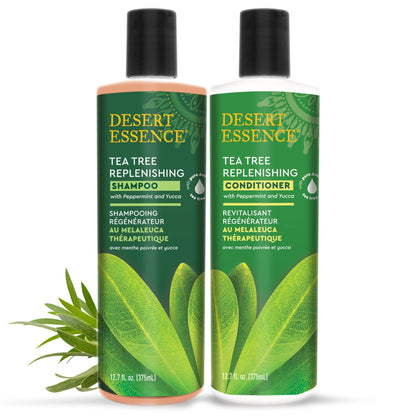 Desert Essence, Shampoo Tea Tree Replenishing, 12.9 Fl Oz