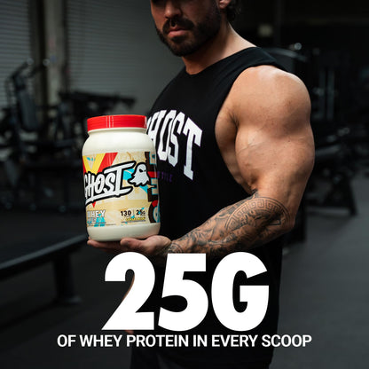 GHOST Whey Protein Powder, Cinnabon - 2LB, 25G of Protein - Cinnamon Roll Flavored Isolate, Concentrate & Hydrolyzed Whey Protein Blend - Post Workout Shakes - Soy & Gluten Free