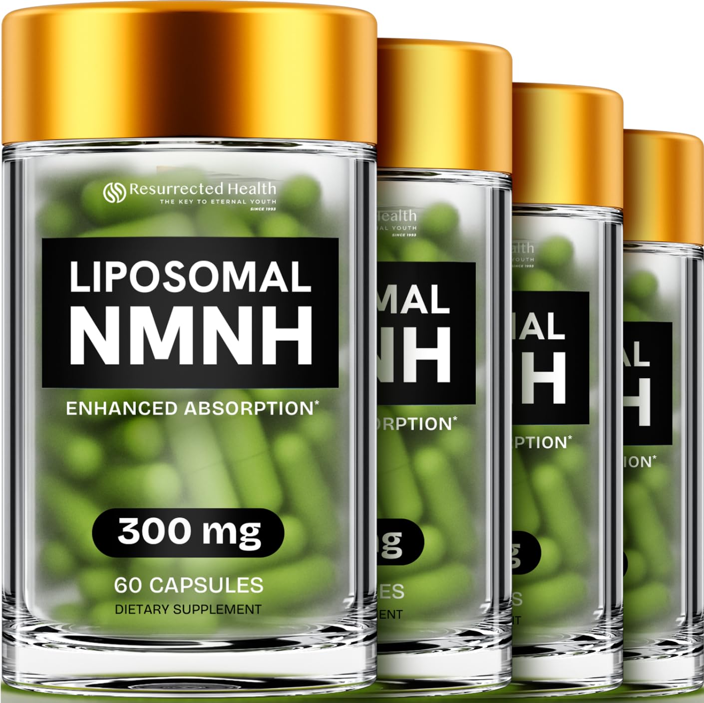 Liposomal NMNH Supplement 300mg – Boosts NAD Anti-Aging, Energy & Focus – NMM Capsules Alternative to for Cellular Vitality – Third-Party Tested, 60 Vegan Capsules | 1 Pack