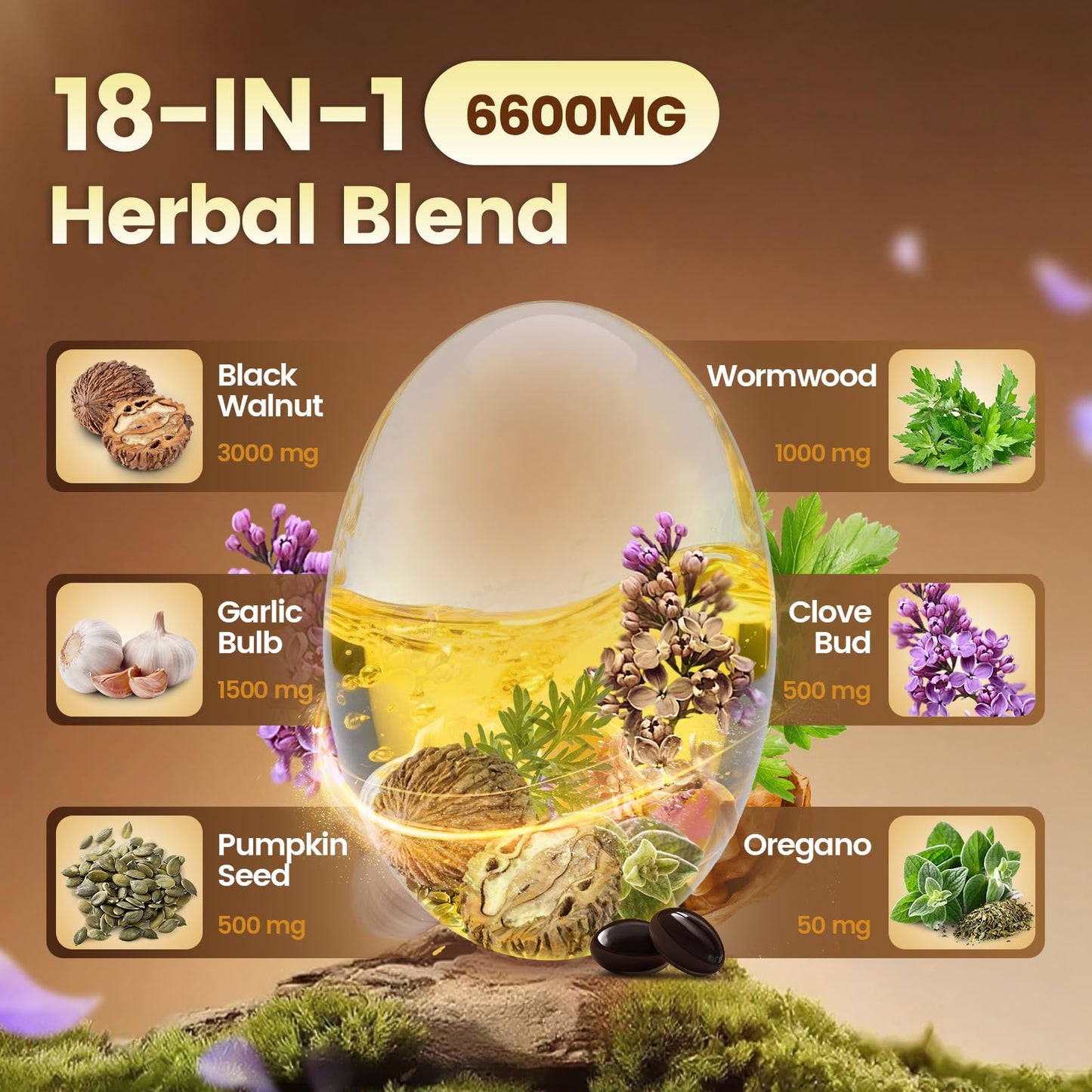 VivoNu 18-in-1 Black Walnut Wormwood, Rapid Gut Cleanse & Digestive Health with Clove, Garlic, Turmeric, Pumpkin Seed, Oregano, Berberine & More, 2 Bag