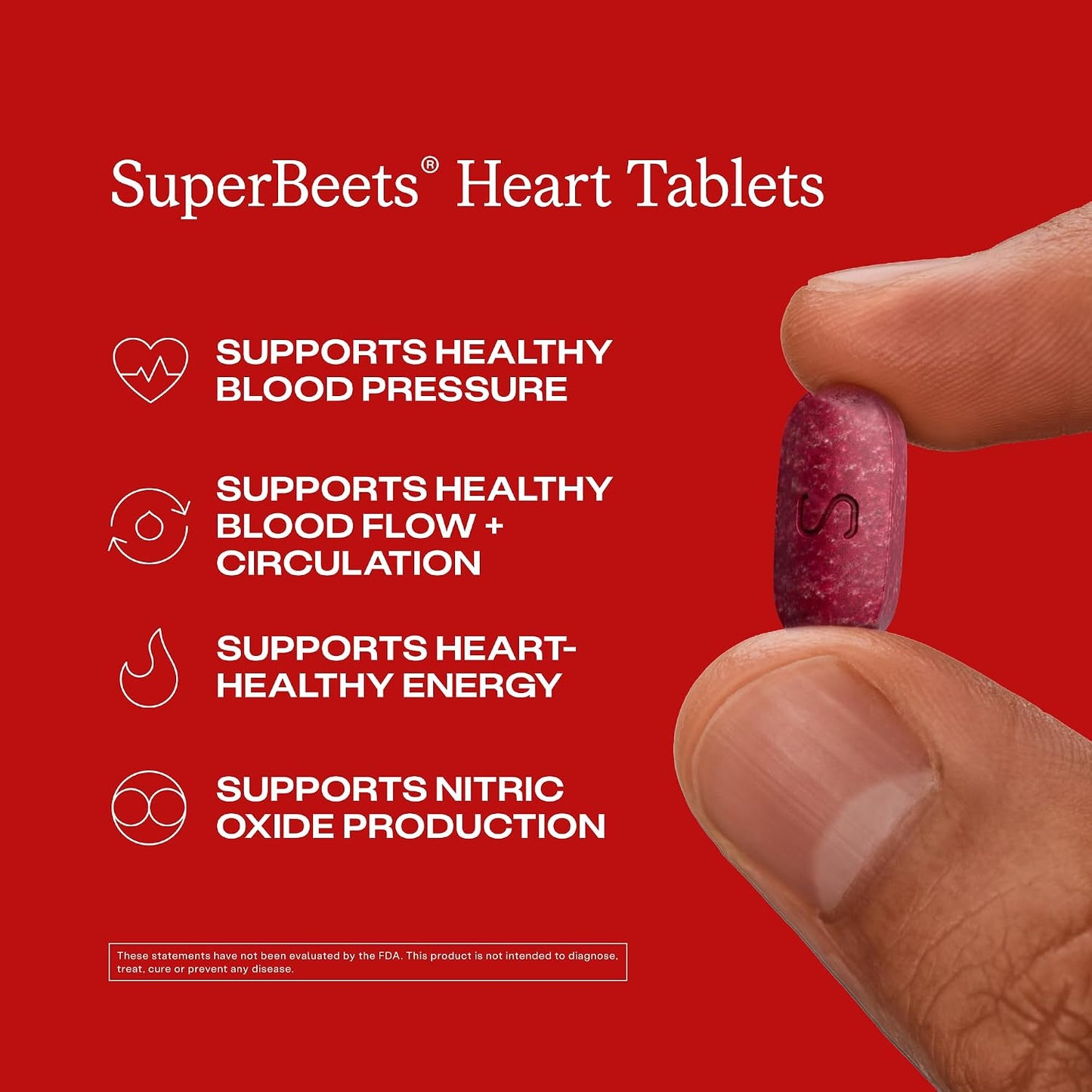 HumanN SuperBeets Heart Tablets Smooth Coat 500mg – Non-GMO Powder – Clinically Studied Antioxidants, 60 Count