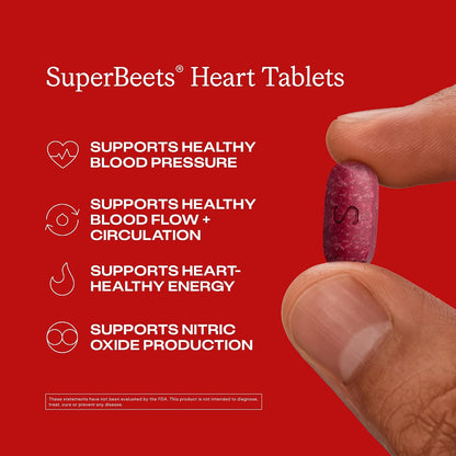 HumanN SuperBeets Heart Tablets Smooth Coat 500mg – Non-GMO Powder – Clinically Studied Antioxidants, 60 Count