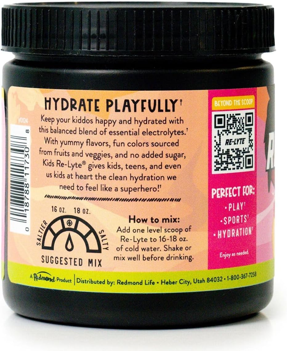 REDMOND Re-Lyte Kids Hydration Electrolyte Mix Powder, Pink Lemonade 7.62 oz