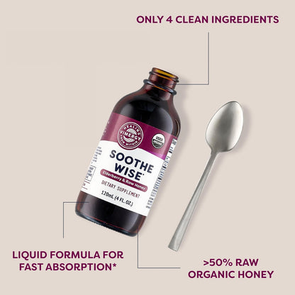 Vimergy Soothe Wise* – USDA Certified Organic – Immune Support with Elderberry & Honey – 24 5mL (1 TSP) Servings (940 mg Extract Per Serving) – Vegan, Paleo-Friendly, Gluten-Free (120 mL)