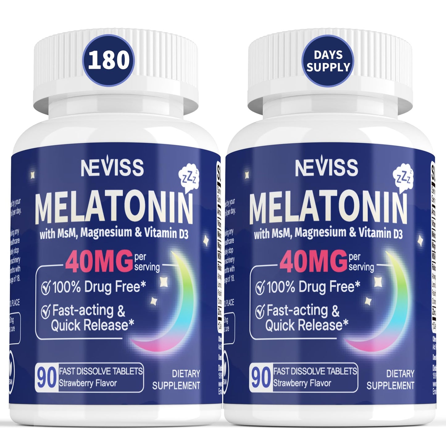 NEVISS Melatonin 50 mg for Adults - Extra Strength 9-in-1 Fast Dissolve Sublingual - High Dose with Magnesium Glycinate, Vitamin D3, Ashwagandha, Lemon Balm, Chamomile, Sugar Free,Vegan 120 Tablets