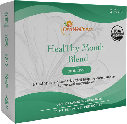 OraWellness Nut Free Healthy Mouth Blend Organic Toothpaste Alternative, 3 Pack + BrushEco Bamboo Toothbrush with 3 Rows, 3 Pack, to Reduce Gum Disease, Promote Healthy Teeth and Gums