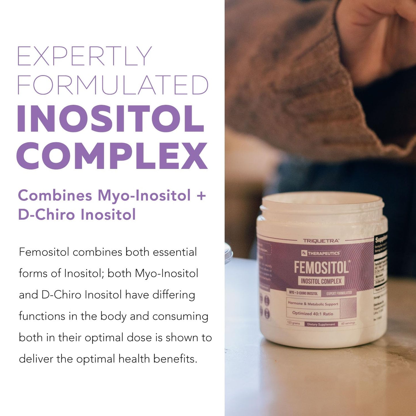 Femositol® Myo-Inositol & D-Chiro Inositol Complex Supplement - Clinically Validated 40:1 Ratio (Vitamin B8)| Hormonal Balance & Healthy Ovarian Function Support (90 Capsules – 30 Servings)