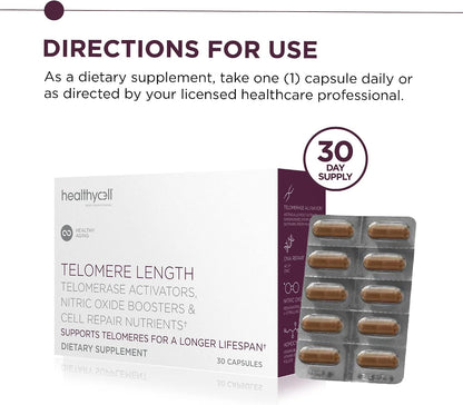 Healthycell Telomere Length + AC-11 | Anti-Aging & DNA Repair Supplement | Telomere Length + AC-11 DNA Repair Supplements - Advanced Anti-Aging & Cellular Health Support for Longevity