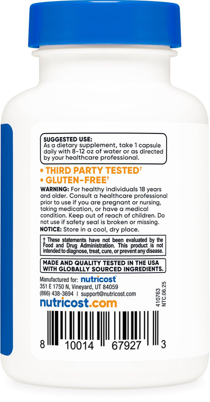 Nutricost KSM-66 Ashwagandha Root Extract (600mg) 60 Capsules | 5% Withanolides & BioPerine, Full-Spectrum Root Extract