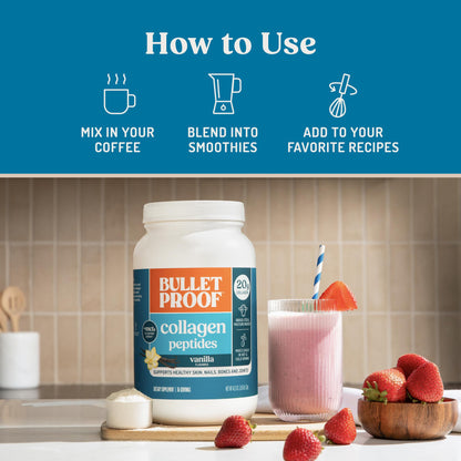 Bulletproof Unflavored Collagen Peptides Powder, 20g Grass-Fed Collagen Protein and Amino Acids for Skin, Bones and Joints, 17.6 Ounces
