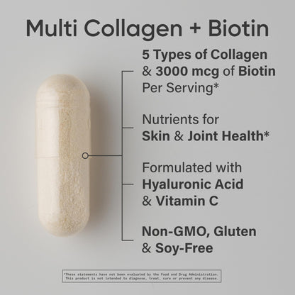 Sports Research® Multi Collagen Pills for Women & Men - Collagen Peptides (Type I, II, III, V, X) Enhanced with Hyaluronic Acid & Vitamin C - Gluten Free · Non-GMO - 90 Capsules