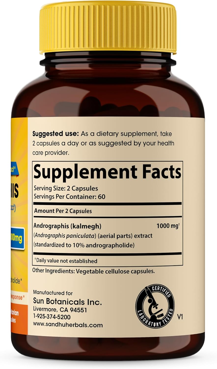 Andrographis Paniculata Kalmegh for Immune and Liver Health Support| 120 Vegetarian Capsules, 2 Months Supply| Ayurvedic Herbal Vegetarian Supplement Complex