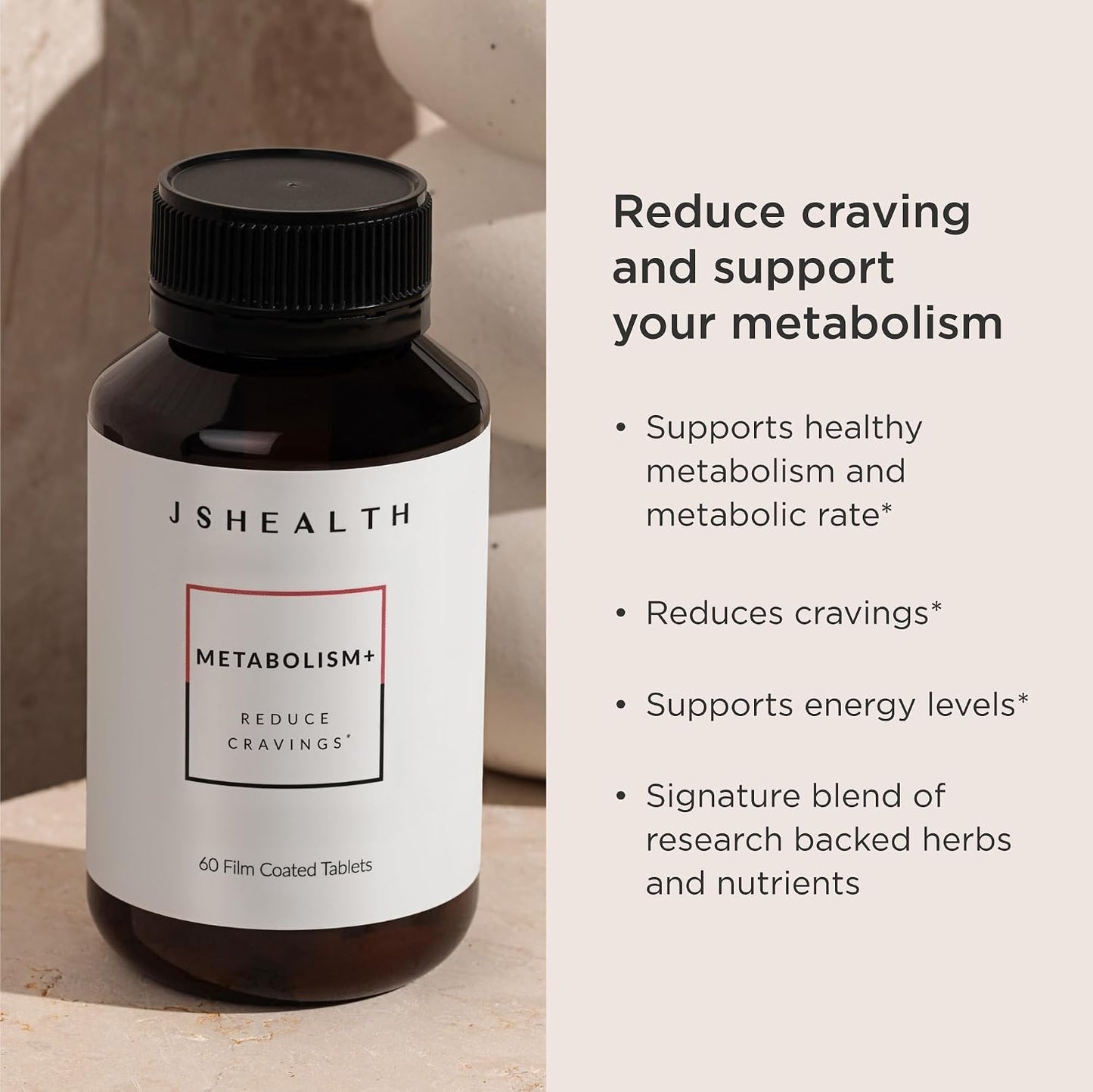 JSHealth Metabolism Dietary Supplement, Gluten-Free, 60 Tablets | Chromium for Healthy Blood Sugar and Cravings Support. With Zinc, Magnesium, Cinnamon, Gymnema. By Nutritionist Jessica Sepel