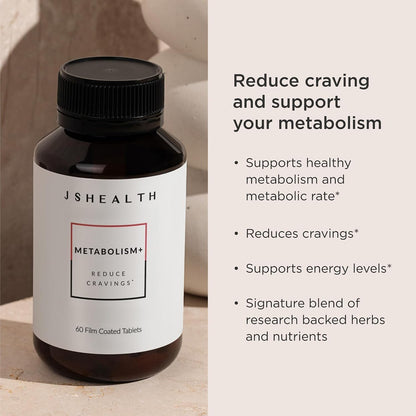 JSHealth Metabolism Dietary Supplement, Gluten-Free, 60 Tablets | Chromium for Healthy Blood Sugar and Cravings Support. With Zinc, Magnesium, Cinnamon, Gymnema. By Nutritionist Jessica Sepel