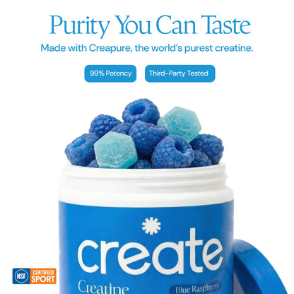 Create Creatine Monohydrate Gummies for Men & Women, Boost Focus, Strength, and Endurance, Anti-Melting Formula, Vegan, Gluten-Free, Non-GMO, 1.5g of Creatine per Gummy (Orange)