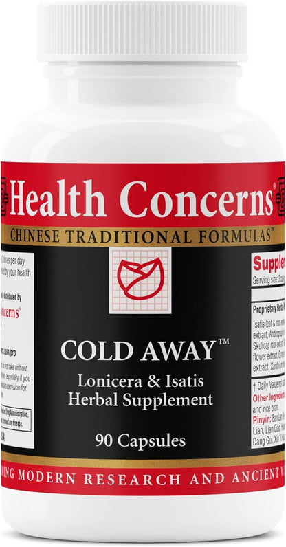Health Concerns Cold Away - Immune Support Supplement - Chinese Medicine Capsules for Immunity & Cold Prevention - Dong Quai, Chinese Skullcap & Andrographis - Cold Remedy for Adults - 90 Capsules