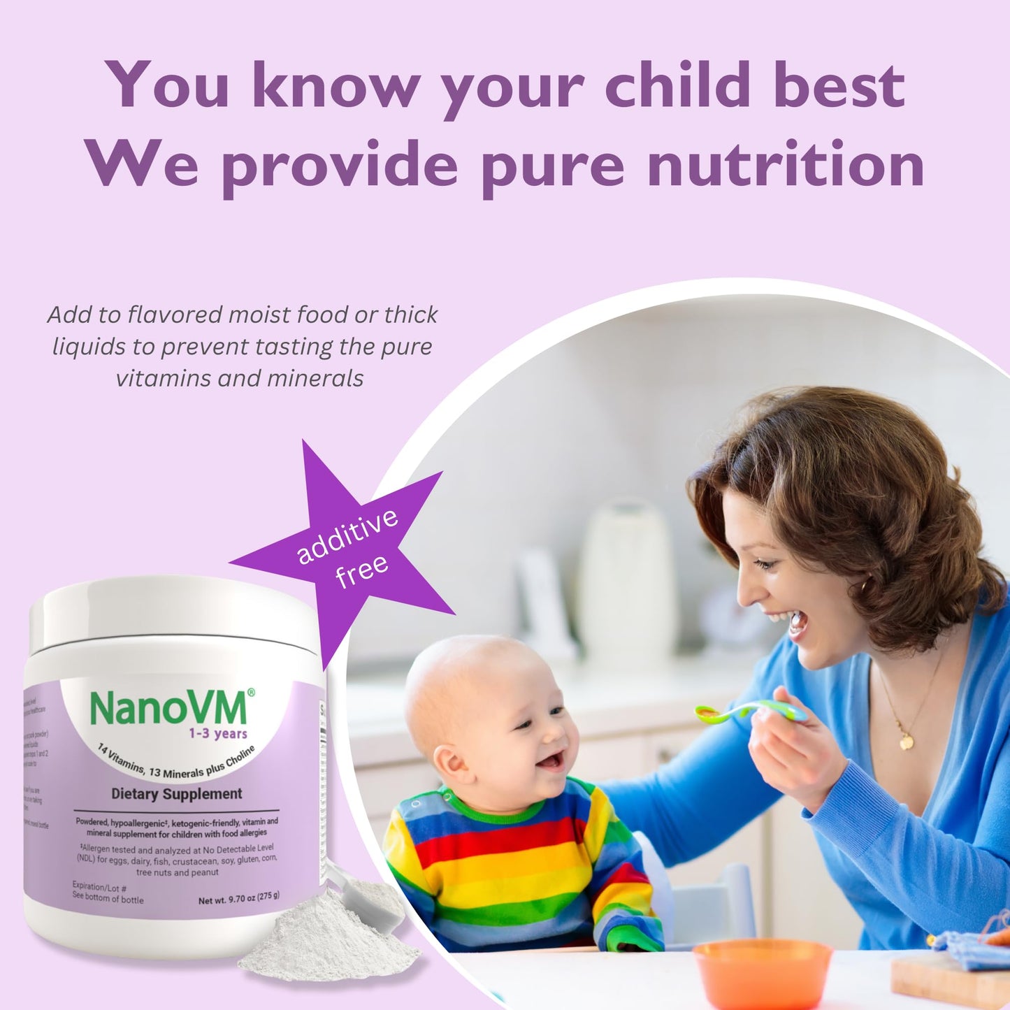 t/f, Dietary Supplement for Tube Feeding, Allergen-Free Kids Multivitamin, Unflavored Vitamin Powder with 14 Vitamins & 13 Minerals, Low-Carb Kids Vitamins, 275g - Solace Nutrition