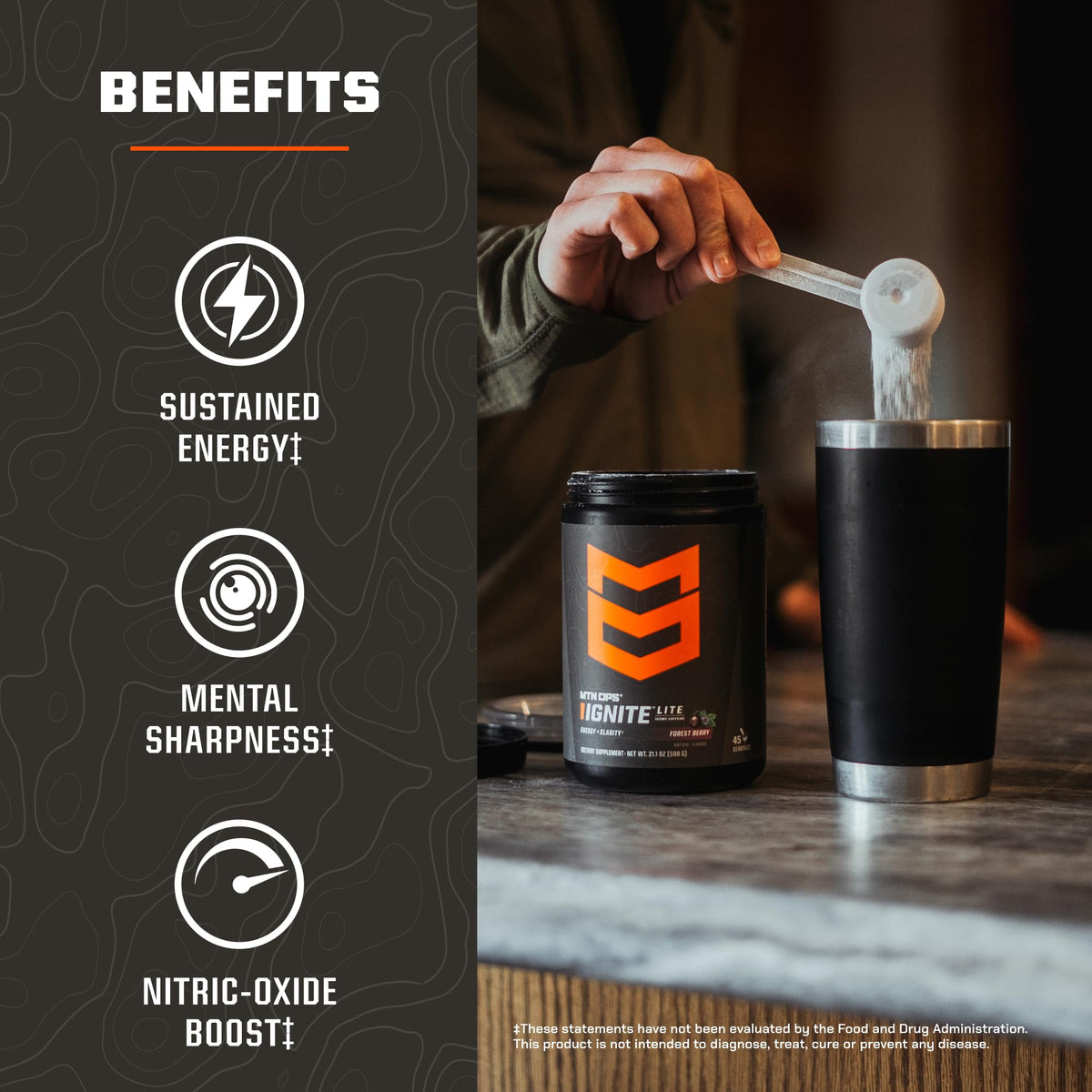 MTN OPS Ignite Energy Powder, Zero Sugar, Tiger's Blood