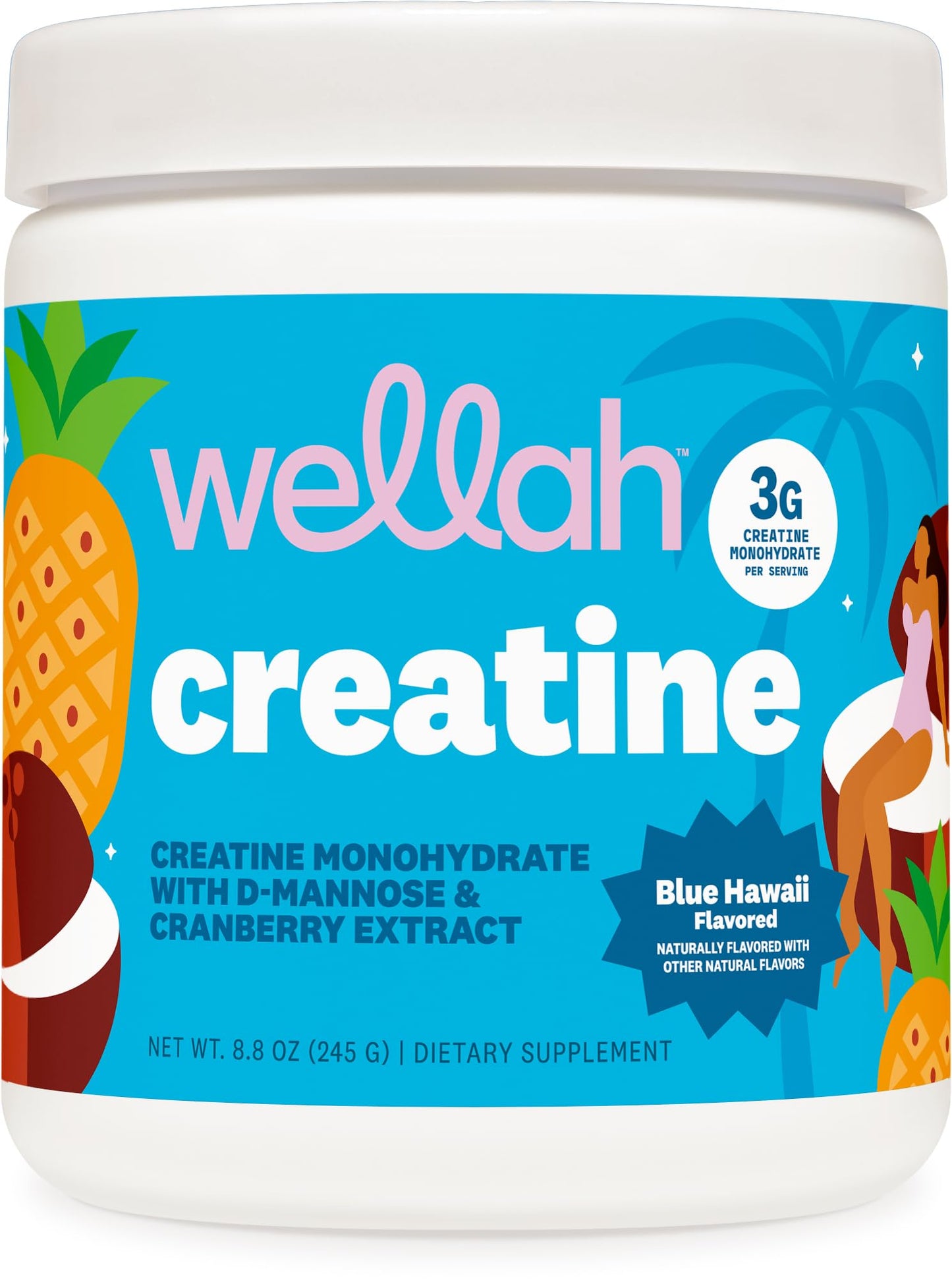 Wellah Creatine for Women - Creatine Monohydrate with Dandelion & Cranberry Extract (50 Servings, Strawberry Lemonade) | Creatine Monohydrate with Dandelion & Cranberry Extract