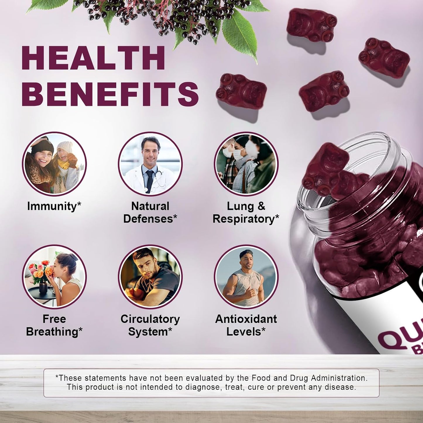 (2 Pack) Quercetin Gummies - Quercetin with Bromelain 2378mg - Blend with Elderberry, Echinacea Purpurea Extract, Zinc, Vitamin C,D3,K2, Complex Supports Immune, Cardiovascular & Respiratory Function