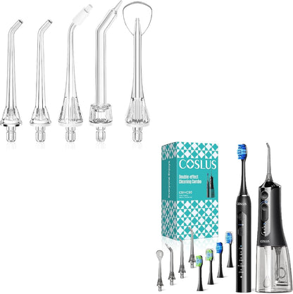 Electric Toothbrush with Water Flosser Combo & Replacement Jet Tips