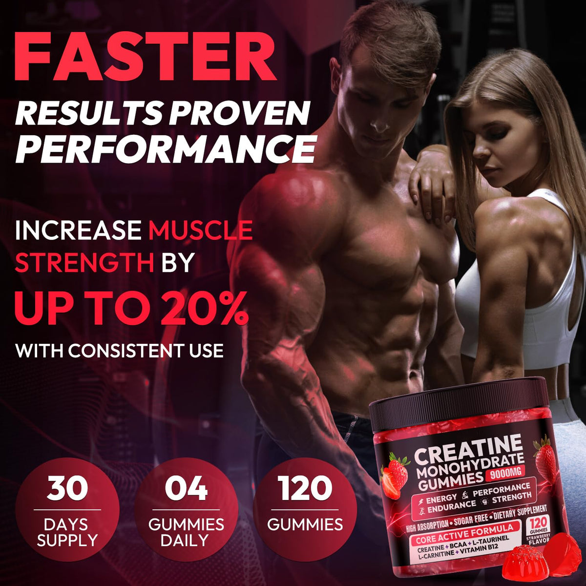Creatine Monohydrate Gummies 5000MG, Creatine Gummy for Men & Women 120Ct