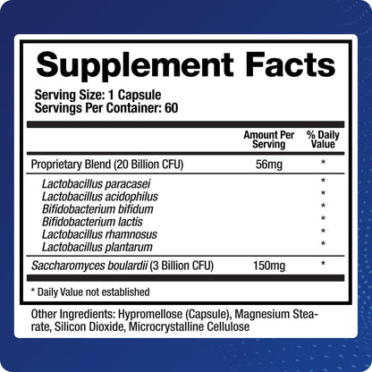 BioMatrix Saccharomyces boulardii Probiotic Supplement w/L. paracasei, L. rhamnosus, Bifidobacterium, Acidophilus – Prebiotic Complement – Temp-Stable, 30-60 Day Supply