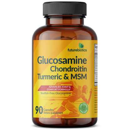 Futurebiotics Glucosamine Chondroitin Turmeric & MSM Advanced Joint Formula, Supports Healthy Joints & Mobility - Non-GMO, 90 Capsules