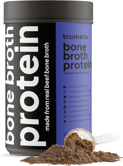 Beef Bone Broth Protein Powder - 20g Beef Protein Lush Chocolate Delight Flavor - Bone Broth Powder Supplement - Enhance Workout Recovery, Joint Flexibility & Digestive Health - 27.5 oz