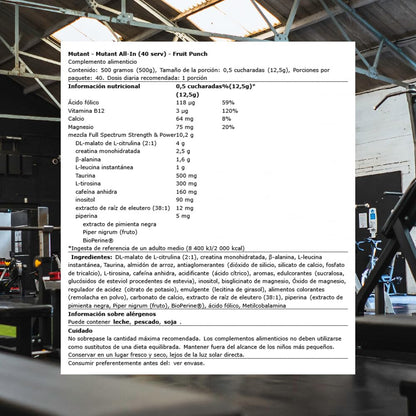 Mutant All-in | Full-Dose Pre-Workout - Fruit Punch - 40 Serving - 500 g (17.6 oz)