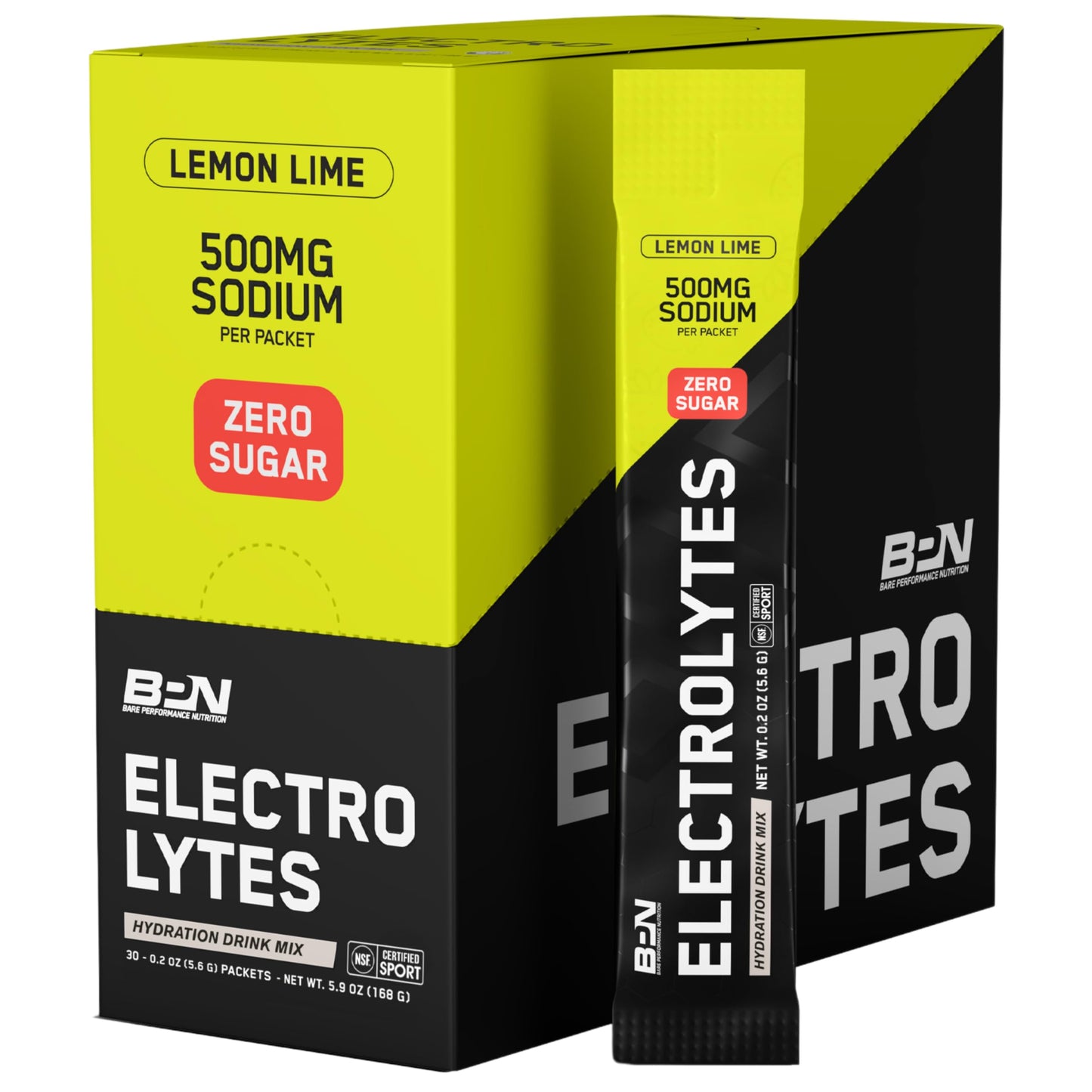 BARE PERFORMANCE NUTRITION BPN Electrolytes Hydration Drink Mix | Sugar Free Electrolyte Powder | 500mg Sodium per Serving | Naturally Sweetened | Lemon Lime, 50 Servings | Zero Sugar, 500mg Sodium per Serving, Naturally Sweetened