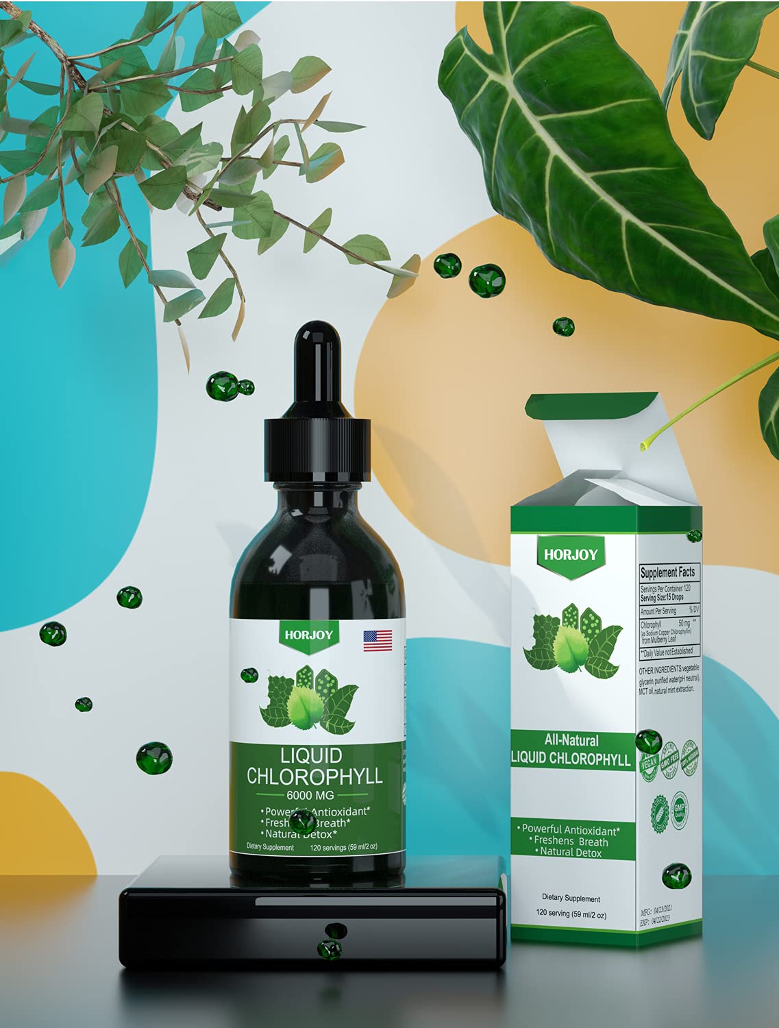 Chlorophyll Liquid Drops - 100% Natural Energy Booster and Immune Support - Internal