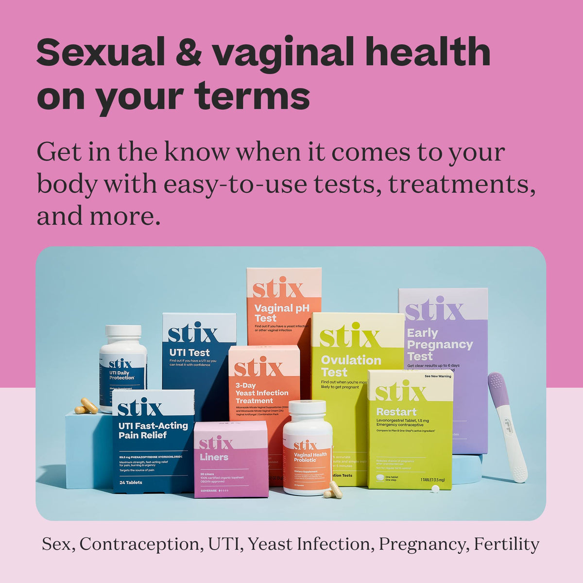 Stix Vaginal Health Probiotic & 3-Day Yeast Infection Treatment - Maintain pH Balance, Vaginal Microbiome