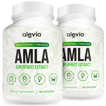 Alevia Organic Amla Capsules 1000mg – Indian Gooseberry Amla Fruit Supplement – Organic Amla Powder Organic for Antioxidant, Energy & Digestive Support – Ayurvedic Wellness Formula – 60 Capsules