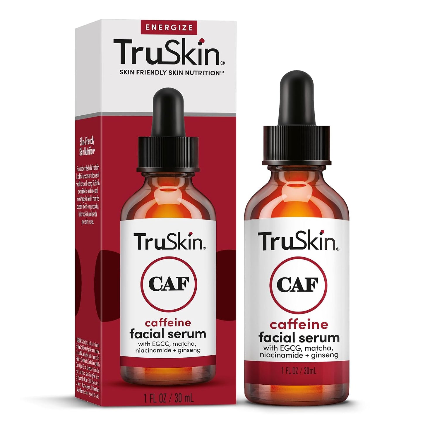 TruSkin Caffeine Face & Eye Serum for Dark Circles & Puffiness, 1 fl oz | With 5% Caffeine, EGCG, Niacinamide, Matcha & Ginseng to visibly refresh and energize tired-looking eyes