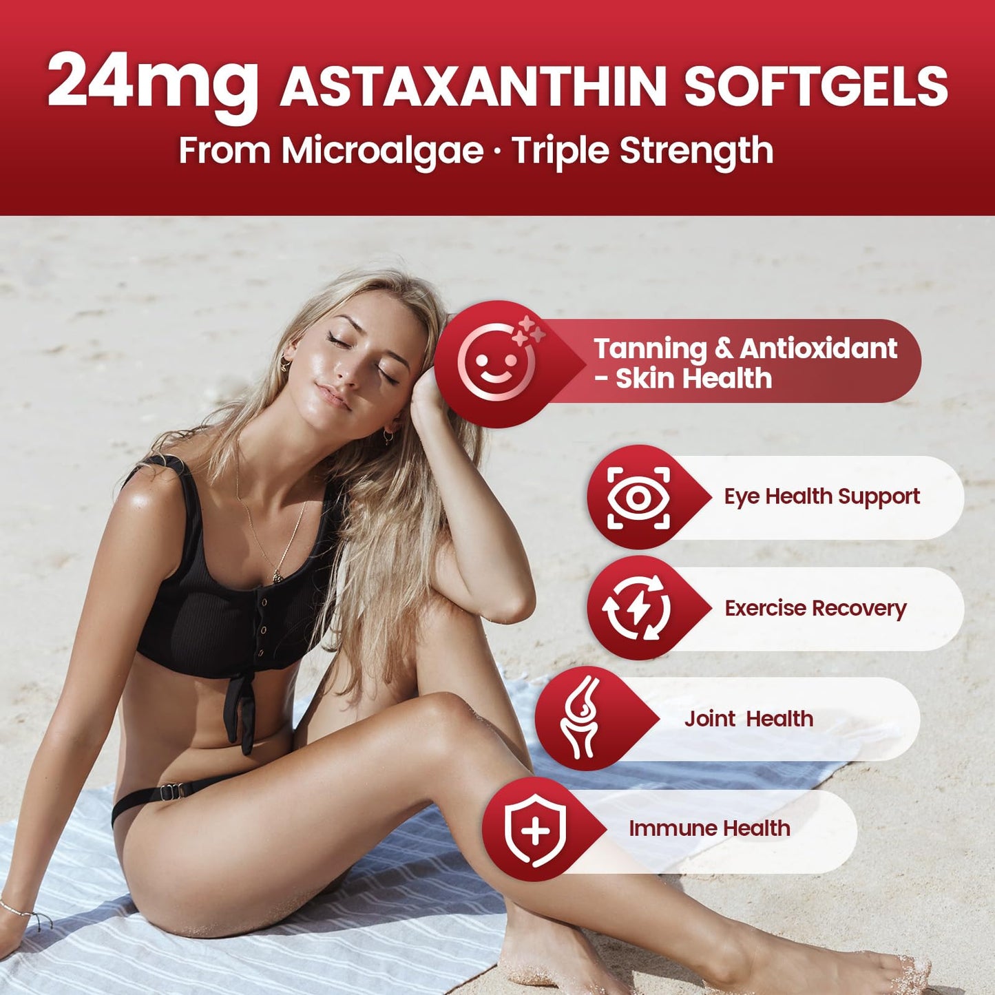 10 in 1 Astaxanthin 12mg Supplements, 4 Month Supply, Astaxantina Antioxidant from Fresh Haematococcus Pluvialis, Contains Lycopene, Grape Seed, Vitamin E, & More Supports Eye, Joints, Skin Health