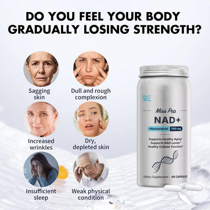 NAD Supplement for Men,Liposomal NAD+ NMN Alternative Supports Cell Health, Slows Aging, Helps Focus, and Promotes NAD+ Production - 60 Capsule