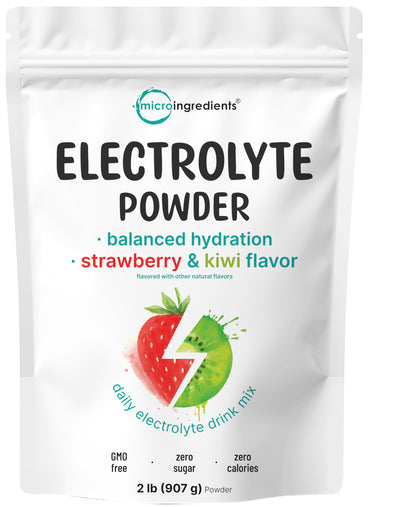 Micro Ingredients Electrolytes Powder, 2lbs (139 Servings) | Sugar Free | Lemon Raspberry Flavor | High Potassium (1,000mg) + Coconut Water & Real Lemon Juice | Keto Friendly, Non-GMO
