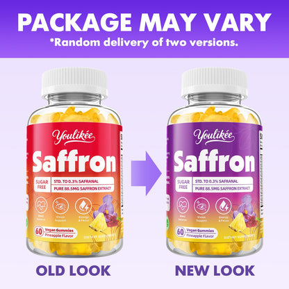 Saffron Gummies 88.5mg, Pineapple Flavor, 60 Count