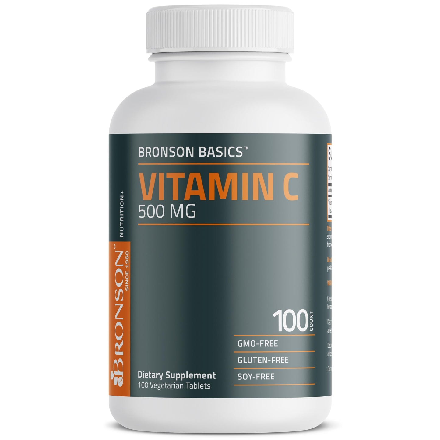 Bronson Vitamin C 500 mg Immune & Antioxidant Support, Non-GMO, 250 Tablets | Daily Vitamin C Replenishment, Vegetarian Formula, Gluten-Free & Soy-Free